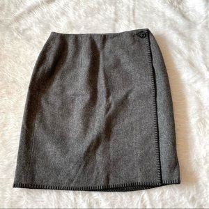 Brooks Brothers gray wool wrap skirt fully lined size 10